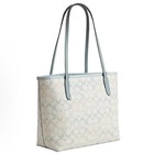 Coach Medium City Tote Bag In Pretty Signature Canvas Cdz09 Chalk blue Outlet