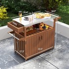 Outsunny Outdoor Bar Cart With Storage  Hdpe Outdoor Kitchen Cart  Brown