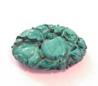 Antique Carved Chinese Malachite Sterling Silver Fur Clip Late 19th Century 