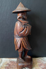 Vintage Red Wood Carved East Asian-style Figure 12    Tall
