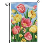  Welcome Spring Summer Garden Flag Tulip Flower 12x18 Inch Double Sided Floral 