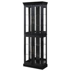 Classic Glass Curio Display Cabinet Wood Tall Storage Pantry With Light Bulb