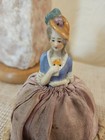 Vintage German Pincushion Half Doll With Legs  4 5 In