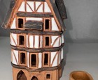 Vintage German Incense Burner Handarbeit Handmade Ceramic Clay House Htf