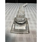 Vintage Clear Glass Wizard Hat On Spell Book Paperweight Stars Moon Figurine