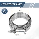 2pcs 3 Inch V Band Clamp With Flange Male Female Exhaust Clamp
