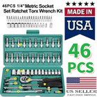46pcs Socket Wrench Set 1 4  Drive Ratchet Metric Kit Garage Car Repair Tool Us 