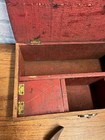 Antique Early 1900s Shoe Cobbler Tool Box W  Hammer Primitive Red Black Paint