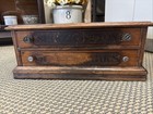 Antique Clark   s 2 Drawer Wooden Spool Cabinet Store Sewing Display Drawers