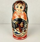 Russian Matryoshka Nesting Doll Hand Painted Wooden Collection Fairy Tale 5 Pcs