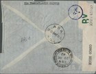 Congo Airmail Cover Aba To New York Usa Via Lagos Nigeria 1942 Censored Pan Am