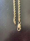 14k Solid Yellow Gold Rope Chain Necklace Bracelet 3mm Men Women Sz 22    Inch