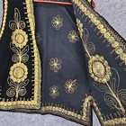 Vintage Afghan Vest Small Black Velvet Gold Folk Art Ottoman Boho 70s Festival