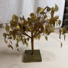 Vtg  Mcm Mid Century Gold Leaf Dream Wish Tree Sculpture Twist Wire  Money Tree