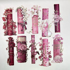 Floral Vintage Book Spine Stickers Pink Junk Journal Collage Scrapbook