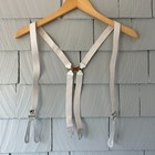 30   s-40   s Vintage White Elastic Swanky Suspenders W leather Buttonhole Details