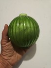Antique Vintage Pleated Green Glass Lightning Rod Ball Original 