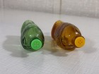 2 Vintage Small Glass Bottles Fisch   s Bitters Green Amber Fish Taiwan 3   