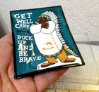Vintage Glass Souvenir Ashtray  Get Well Chief  Buck Up And Be Brave  With Box