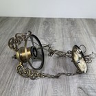 Vintage Swag Ceiling Hanging Light Lamp Milk Glass Shade Brass Color Unique 