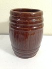 Vtg Brown Stoneware Pottery Country Beer Keg Barrel Coffee Mug Cup Retro