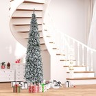 9  Slim Unlit Pine Snow Flocked Artificial Christmas Hinged Pvc Tree