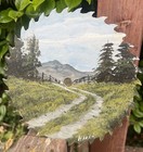 Vintage Hand Painted Saw Blade Nature Scene Signed By Artist 9 Inch