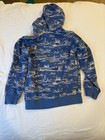 Boys Mini Boden Sz 9 10y Hoodie Sweat Shirt Top Blue Navy Anchor Nautical
