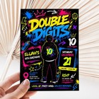 Double Digits 10th Birthday Invitation Editable Canva Graffiti Party Template