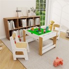 Kids 2 In 1 Play Table   Chairs Set W  Storage   Lego Compatible Building Block
