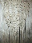 Vintage Cream Silky Crochet Ribbon Shawl W Long Fringes Gypsy Boho Deco Style