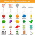 35pcs Kids Kitchen Toy Accessories  Toddler Pretend Cooking Playset With Play