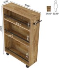 Narrow Kitchen Cart Rolling Storage Cart With 3-tier Open Shelves An Added Top