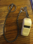 Rare Antique Whistle Celluloid Coating Original Cork Ball Shell   Brass Accents