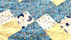 Baby Quilt Handmade Boys Blue Patchwork Blanket   Baby Angels 40  X 40  New