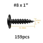 159pcs  8x1  Phillips Wafer Truss Head Self Tapping Wood Screws Black Phosphate
