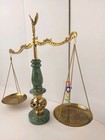 Vintage Home Adecor Japanese Green Marble And Bronze Scales Of Justice Balance 