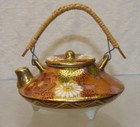 Signed Japanese Satsuma Miniature Teapot Thousand 1000 Flower Antique Vintage