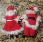 Vintage Primitive Folk Art Santa And Mrs  Claus Ornaments Christmas Decor 
