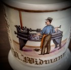 Antique Hand Painted Occupational Shaving Mug Personalized Carpenter W his Lathe