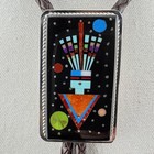 Navajo Sterling Silver Multi-stone Yei Inlay Bolo Tie Native American Jewelry