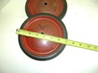 Vintage 2 Red Metal Wheels With Rubber Tread Tire For Pedal Car wagon scooter