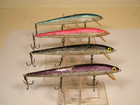 4 Vintage Rebel Minnow Red Blue Black Purple 4 1 2  Crankbait Lure