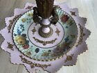 Rare Beautiful French Antique Vintage Porcelain Brass Tray And Vase Stand