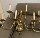 Set Of 2 Extra Large Colonial Williamsburg Style Brass Wall Sconces Electric Vtg