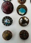 Victorian Metal Pierced Filigree  Enamel Hand Painted  Designs Button Lot Of 25
