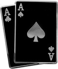 Distinctive Black Pair Of Aces Poker Hard Enamel Lapel Pin - 1 Inch Array
