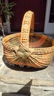 Vintage Xl Hand Woven Buttocks gathering Basket 2 Colors-god s Eye-16 x17 x16 