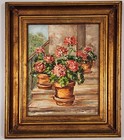 Set  2  Vintage Artist Signed Floral Still Life Oil Paintings Framed Ann Willour