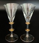 Vintage 2 Pier 1 Gold Discs Stem Champagne Flute Crystal Elegant Glasses 8 75 